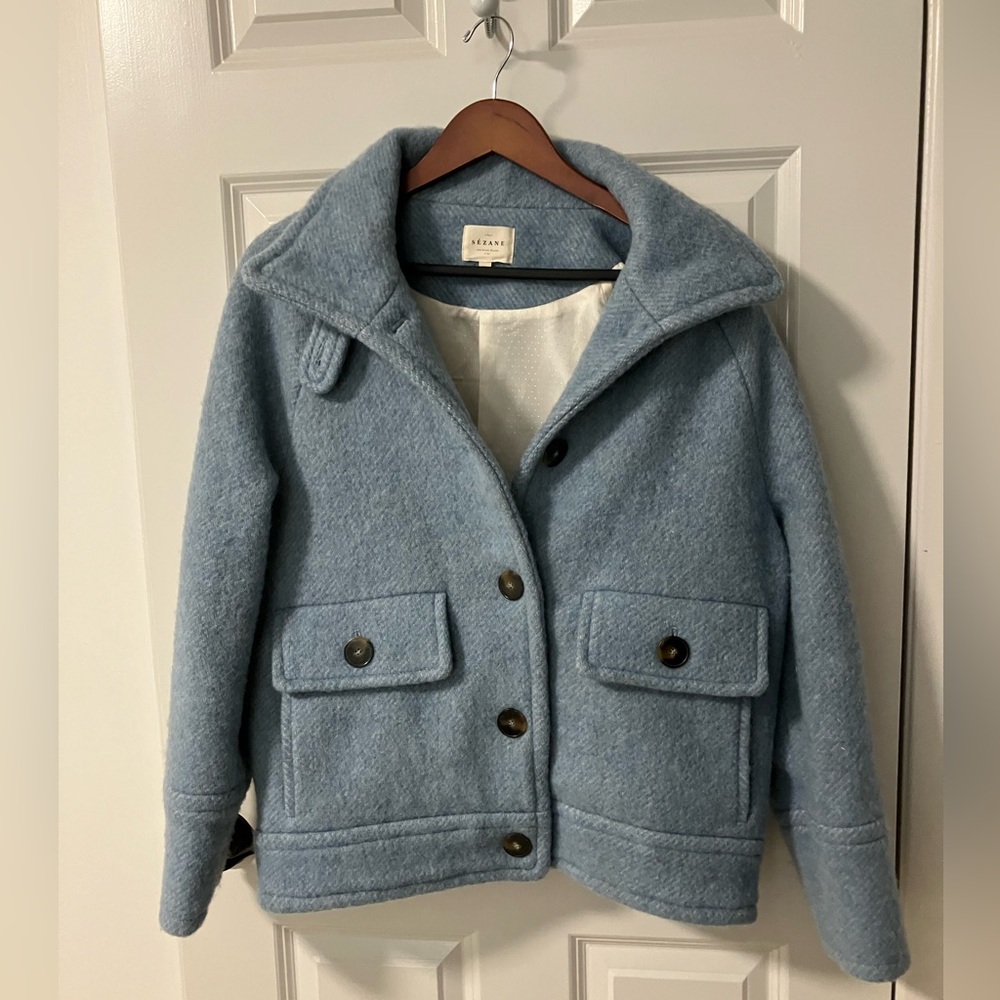 Very EUC Sézane Leo Coat in French Blue Size 4 (36)